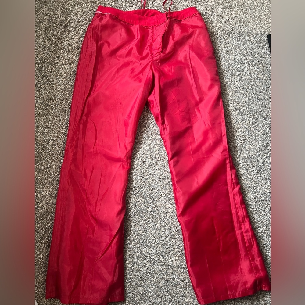 Tahari Vibrant Vintage Red Wide Leg Linen Pants - Picture 5 of 10